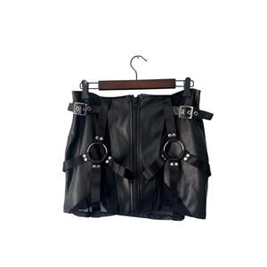 POSTER GRL Black Belt Accessory Faux Leather Mini Skirt Large (Juniors)